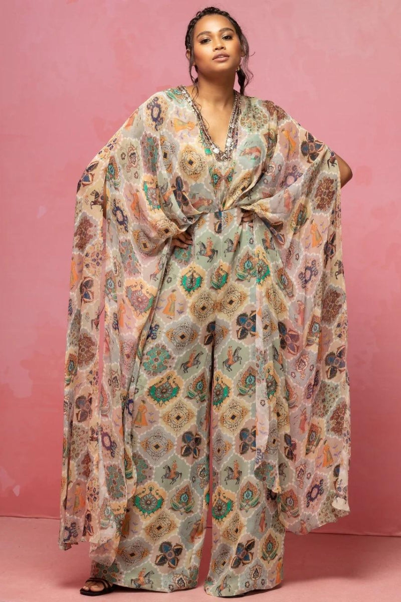 Pastel Printed Kaftan Jumpsuit