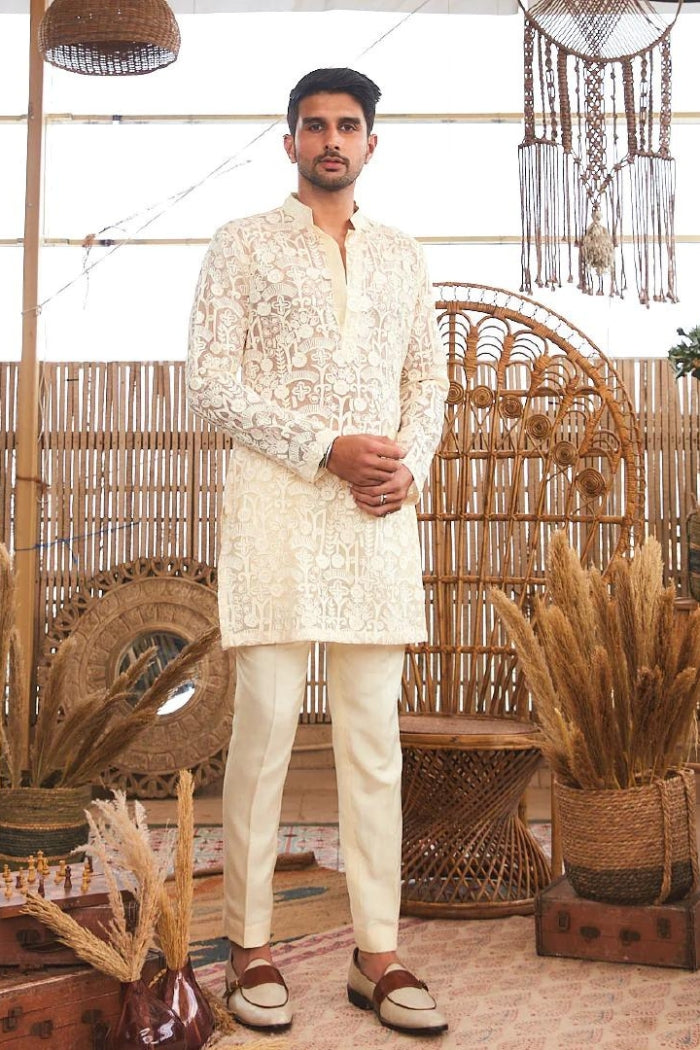 IVORY ORGANZA KURTA SET