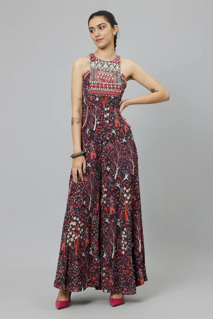 CONCRETE JUNGLE PRINT PRINT YOKE STYLE JUMPSUIT