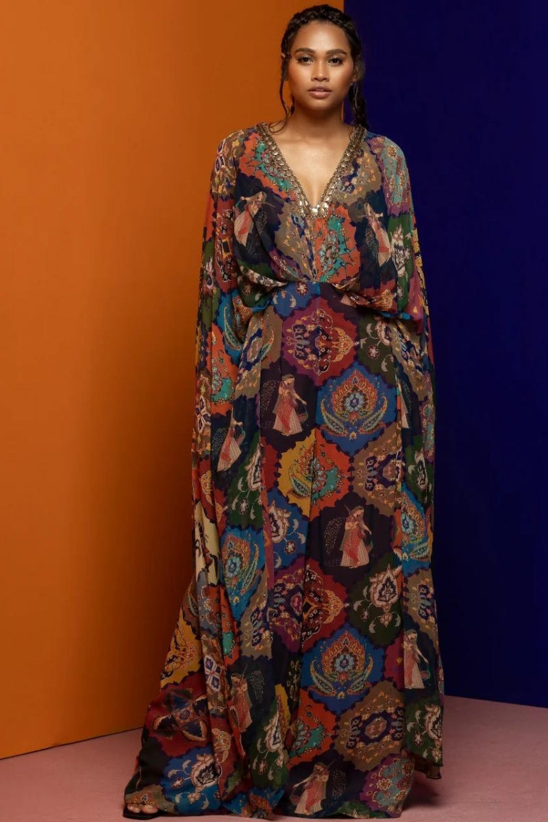 Multicolor Printed Kaftan Jumpsuit