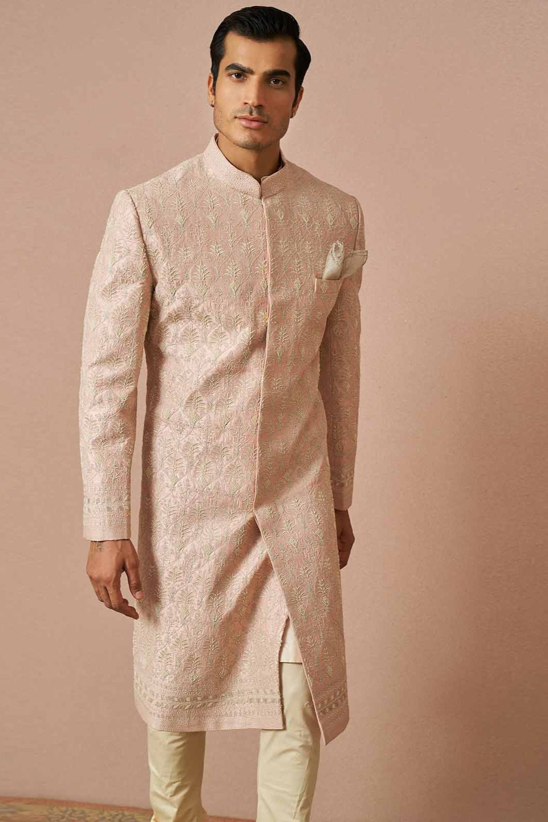 PINK RAWSILK ARMAAN EMBROIDERED SHERWANI SET
