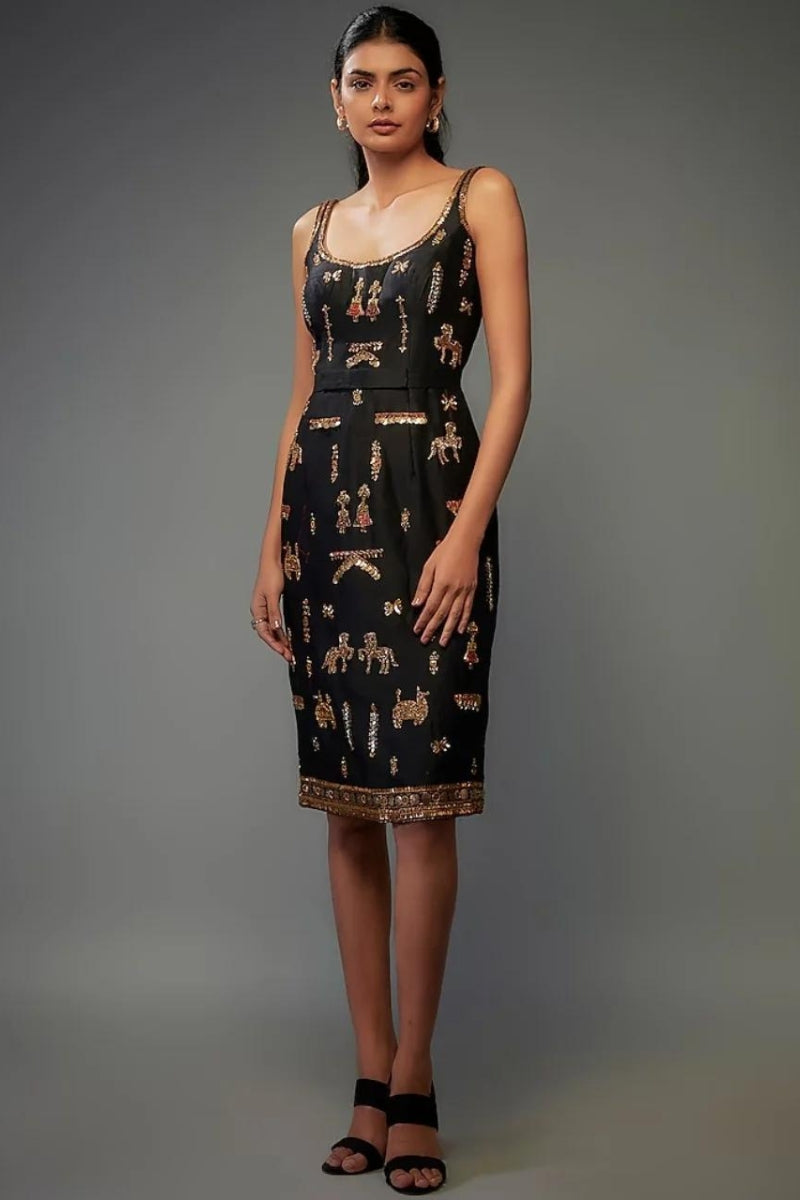 black embroidered bodycon dress Black Embroidered Bodycon Dress 0 / TALL