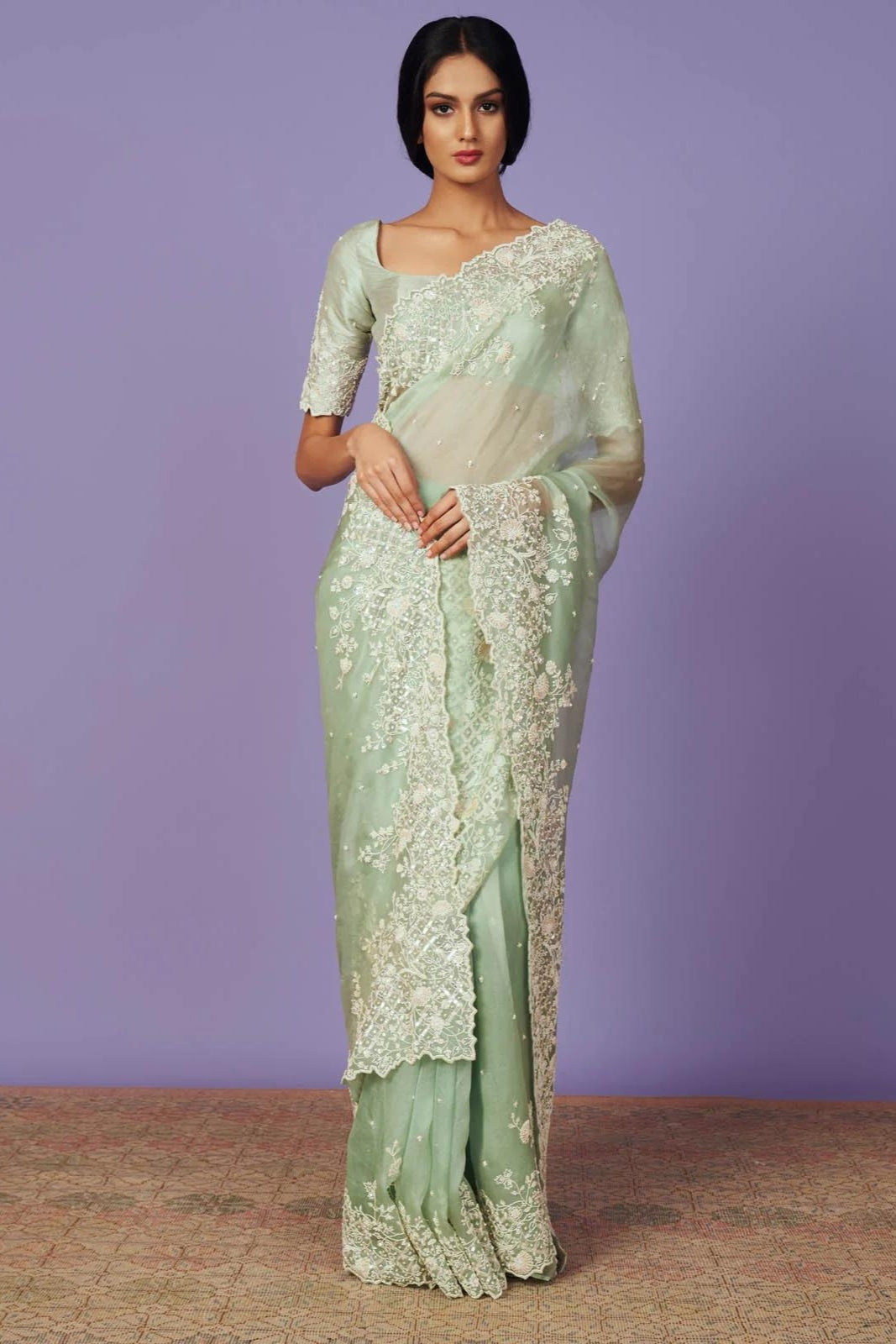 PEARL WORK SAREE SET