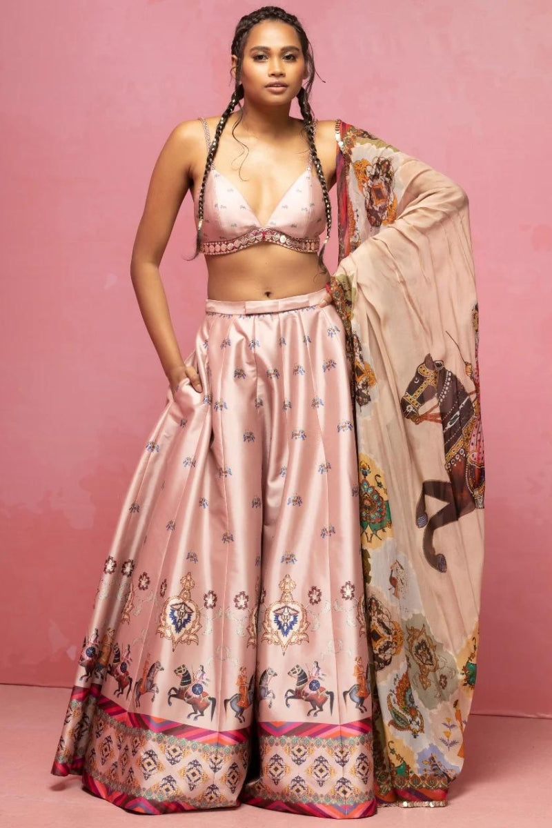 Pastel Pink Stallion Embroidered Lehenga Set