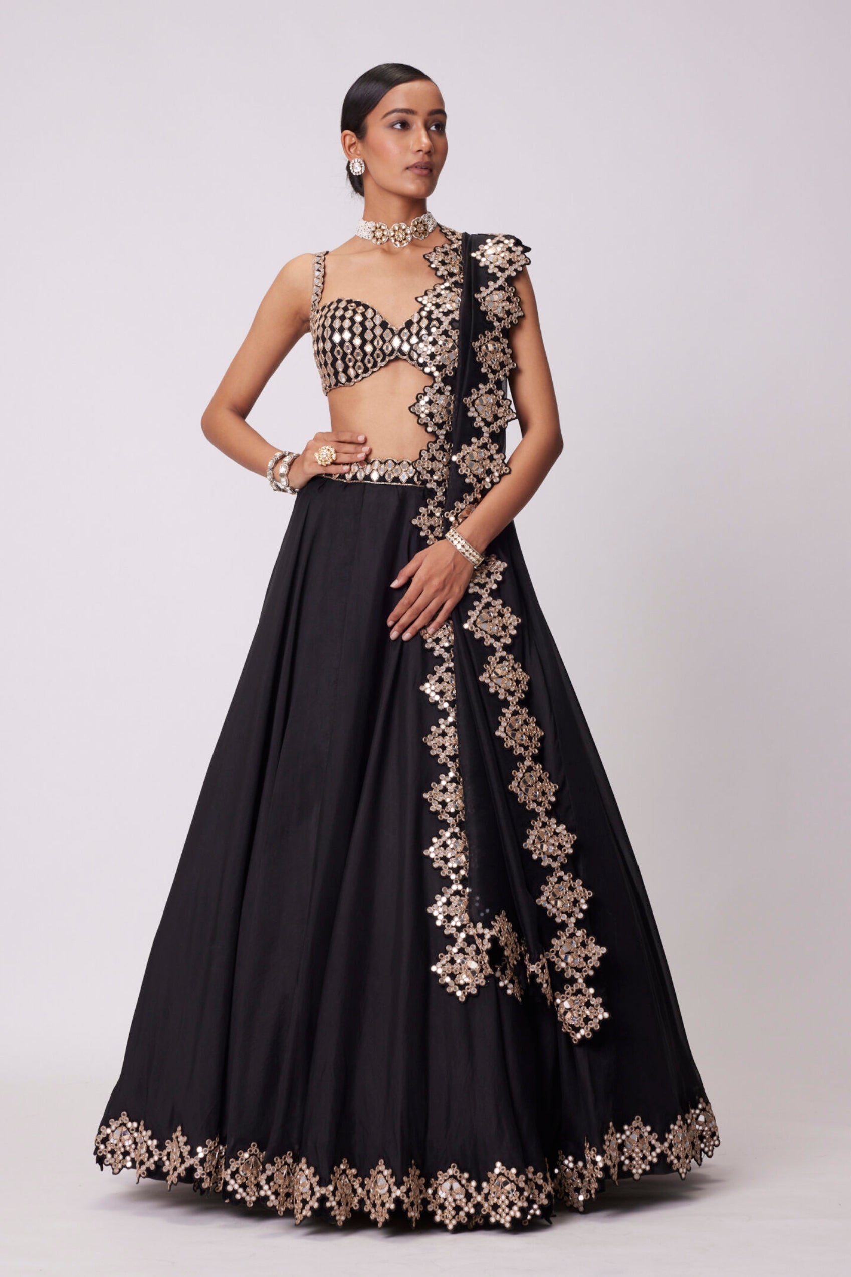 Black Organza Lehenga Set