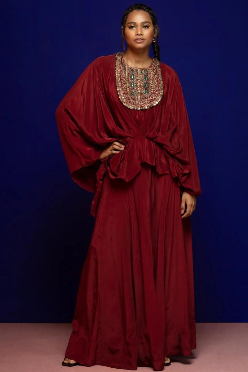 Plum Drape Top And Pant Set