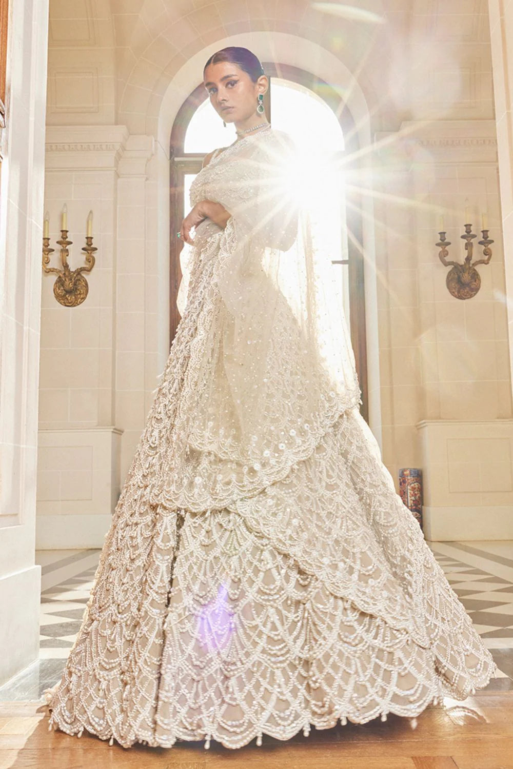 Nude Pearl Drop Lehenga Set