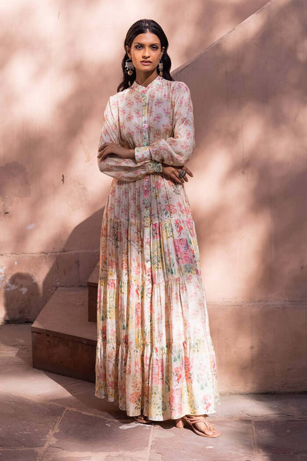 Off White Floral Maxi Dress 16 / Short