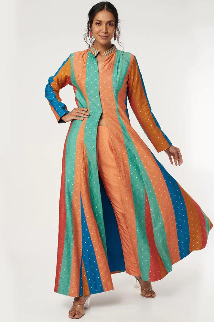 ROCADE STRIPE PRINT KURTA WITH ORANGE COLOUR PANTS