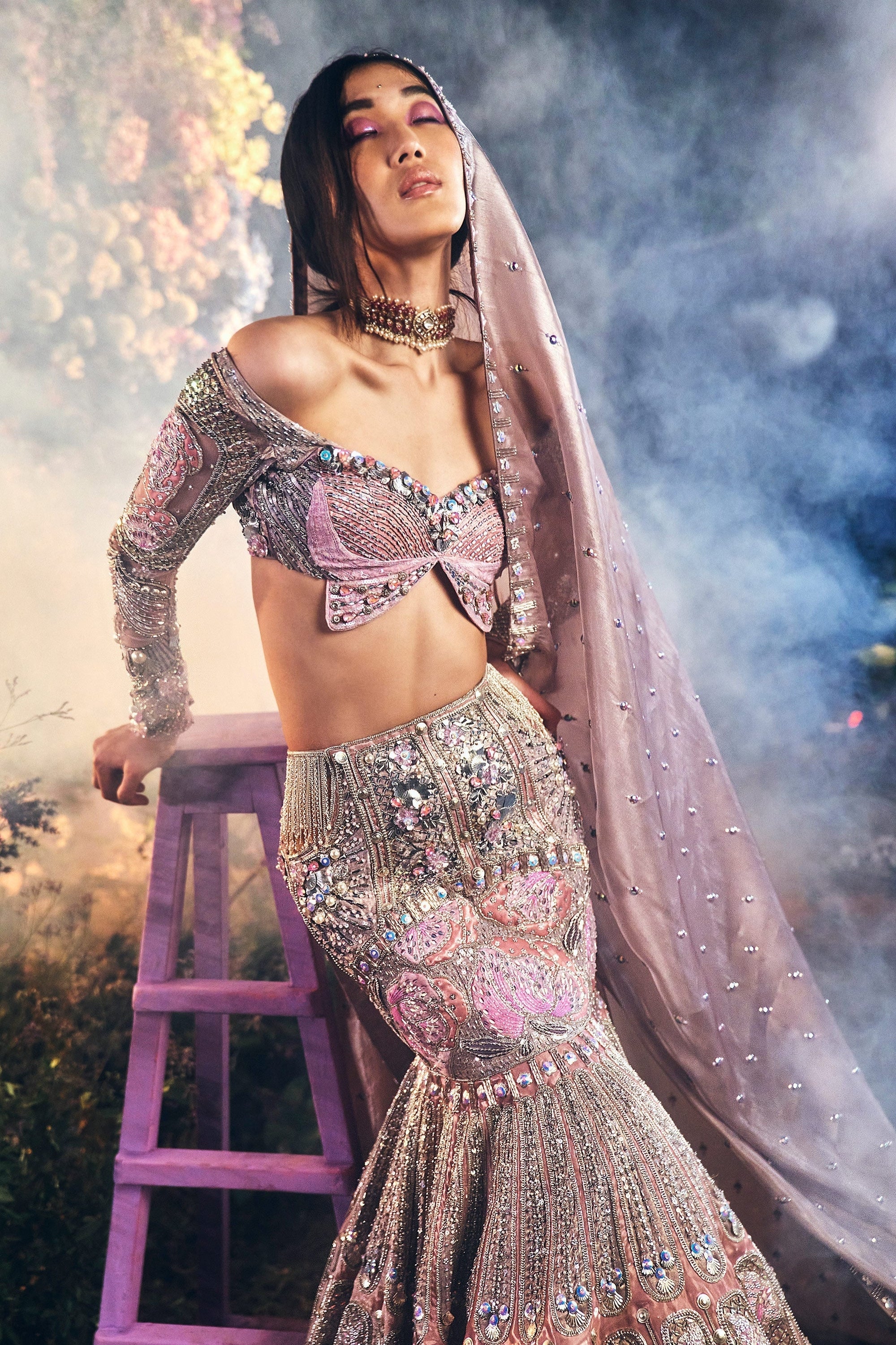 ISABELLE - LILAC MERMAID CUT LEHENGA SET