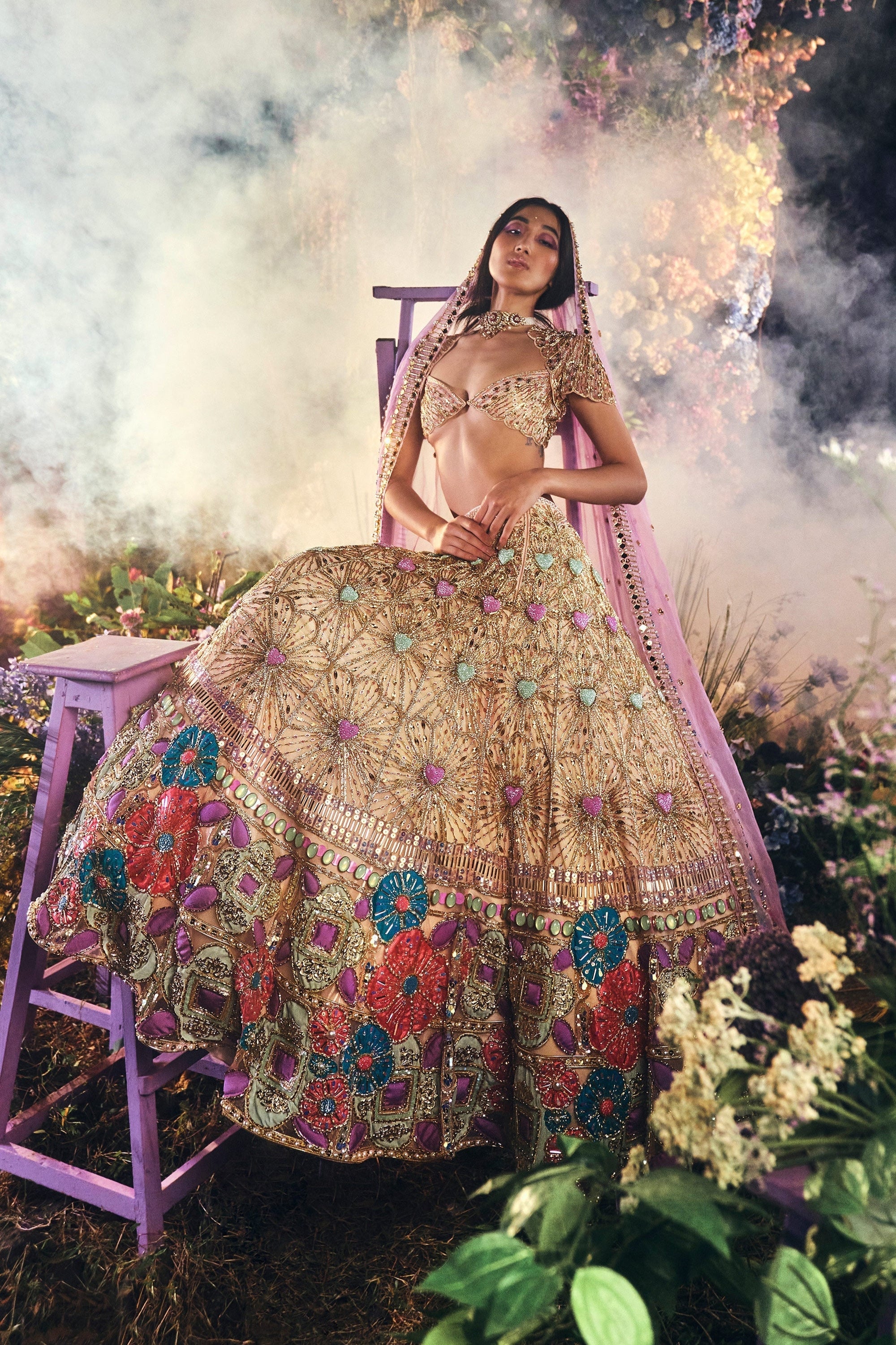 SELENE - IVORY HEART BRIDAL LEHENGA SET