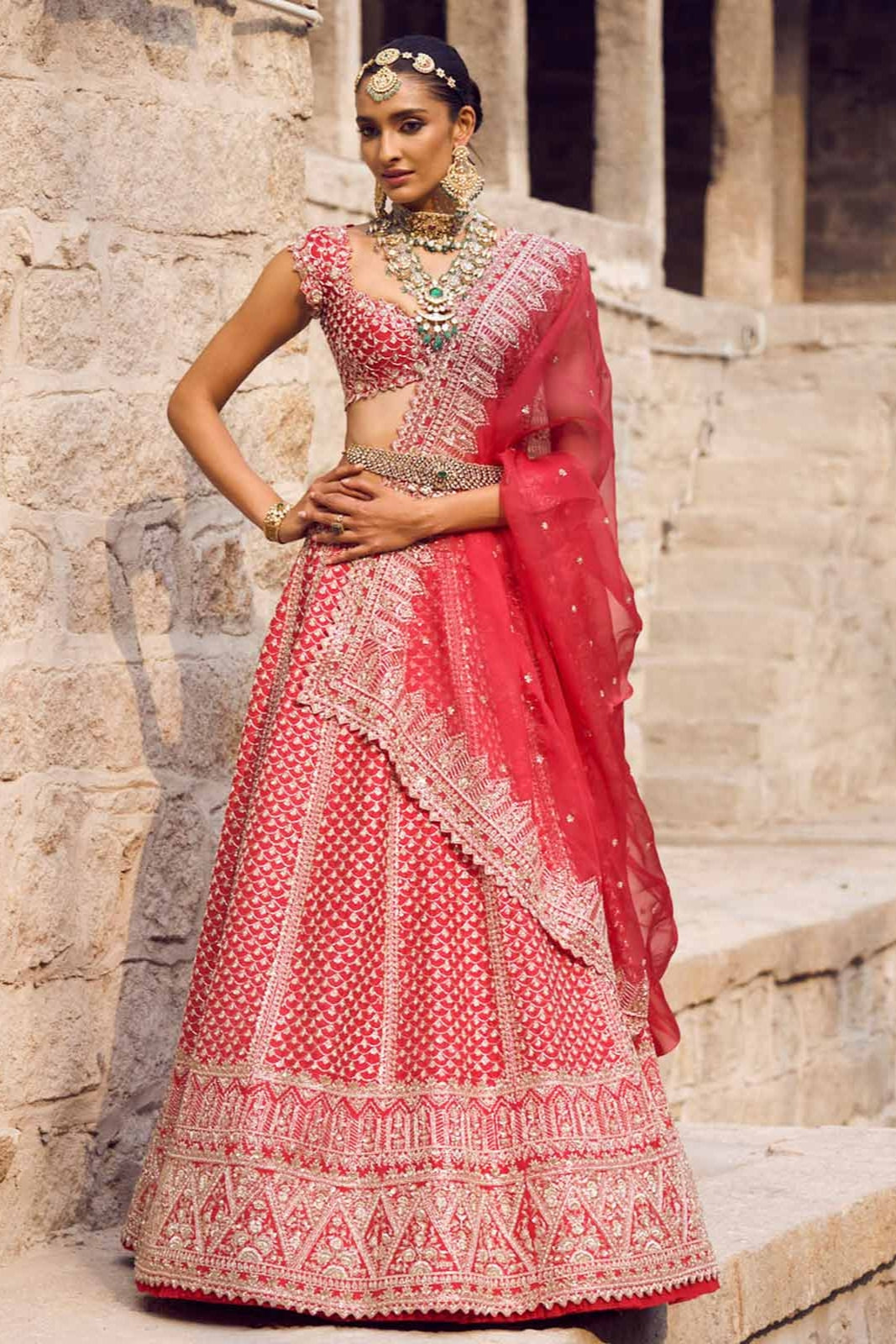 RIANNAH TEMPLE BORDER LEHENGA SET