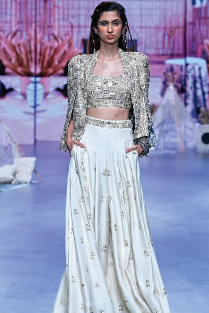 IVORY METALLIC EMBELLISHED NOOR JACKET