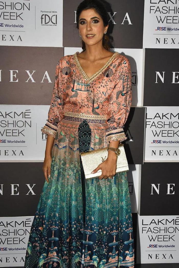 OMBRÉ MOR FUAARA PRINTED TUNIC TEAMED WITH PANTS