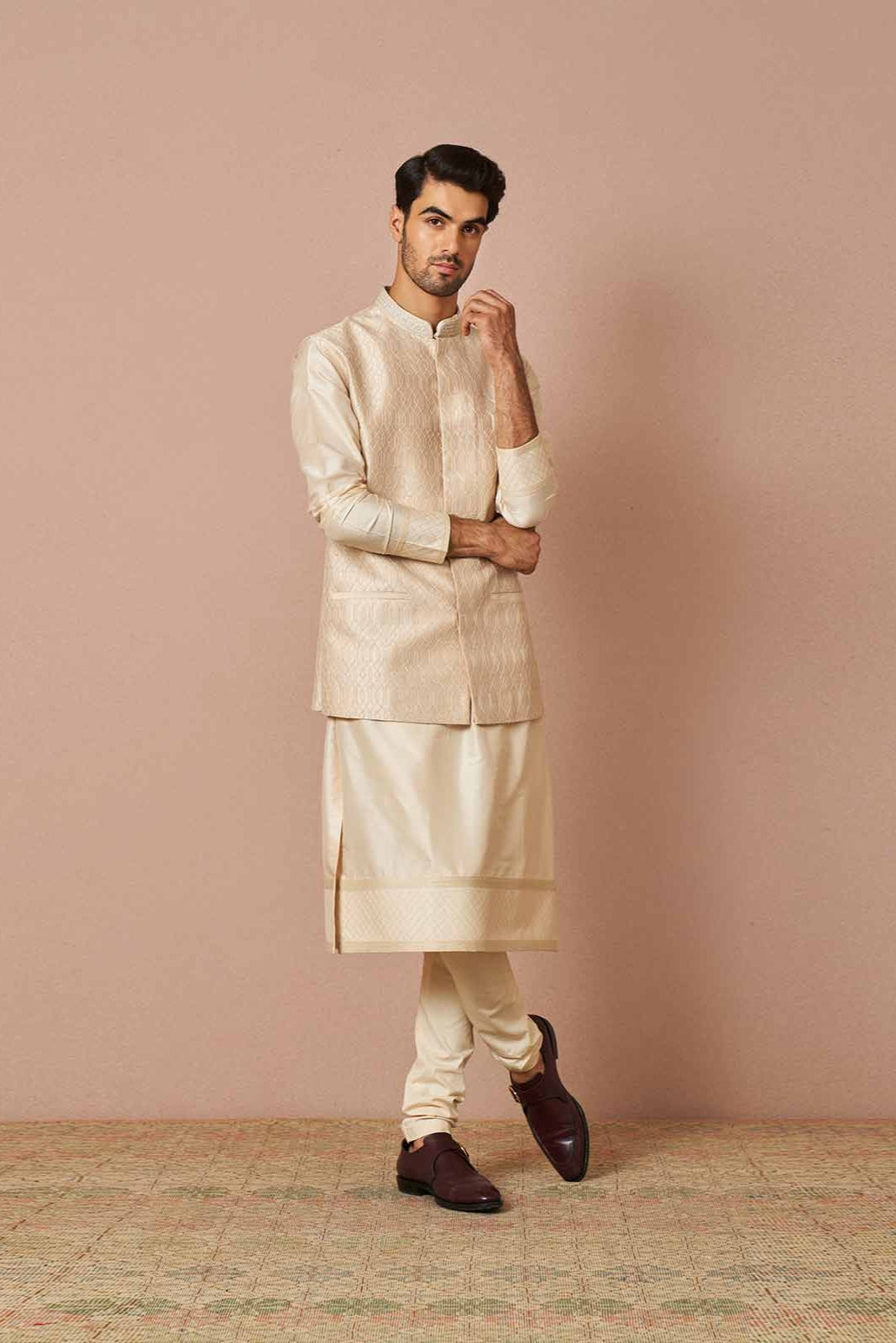 IVORY ADEM THREADWORK EMBROIDERED BANDI SET