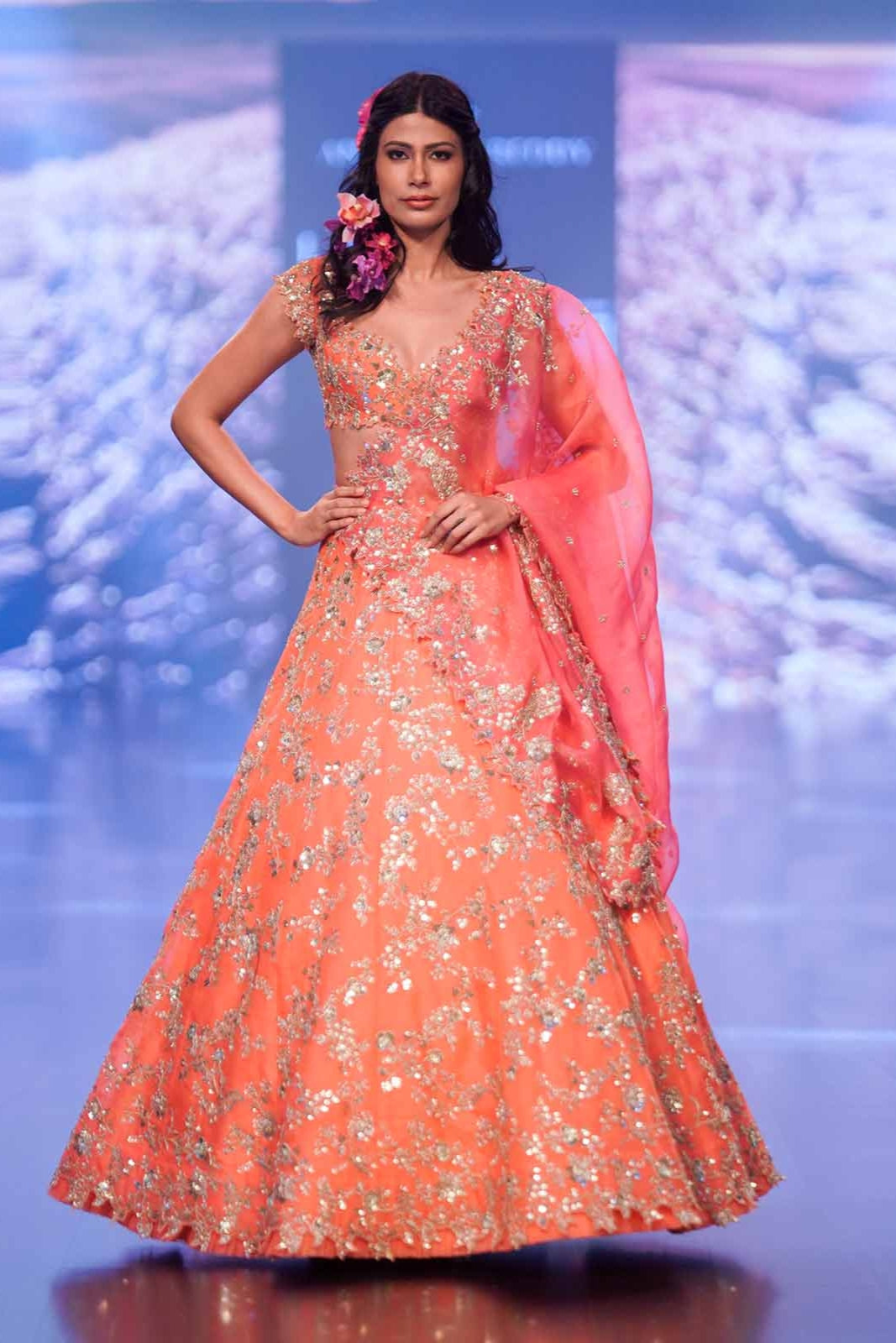 BASRAT ORANGE LEHANGA SET