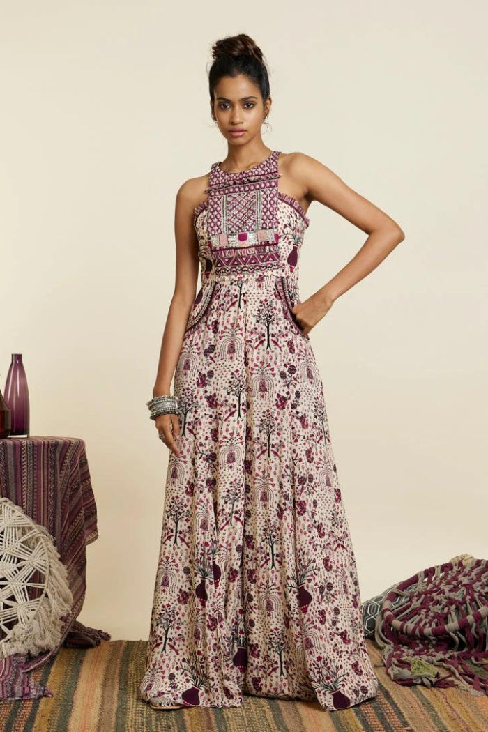 SAFAR JAAL PRINT YOKE STYLE JUMPSUIT