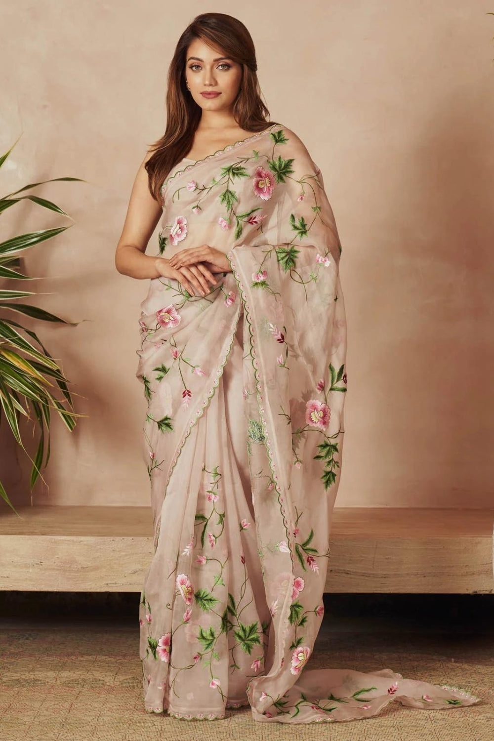 POWDER PINK SAREE SET