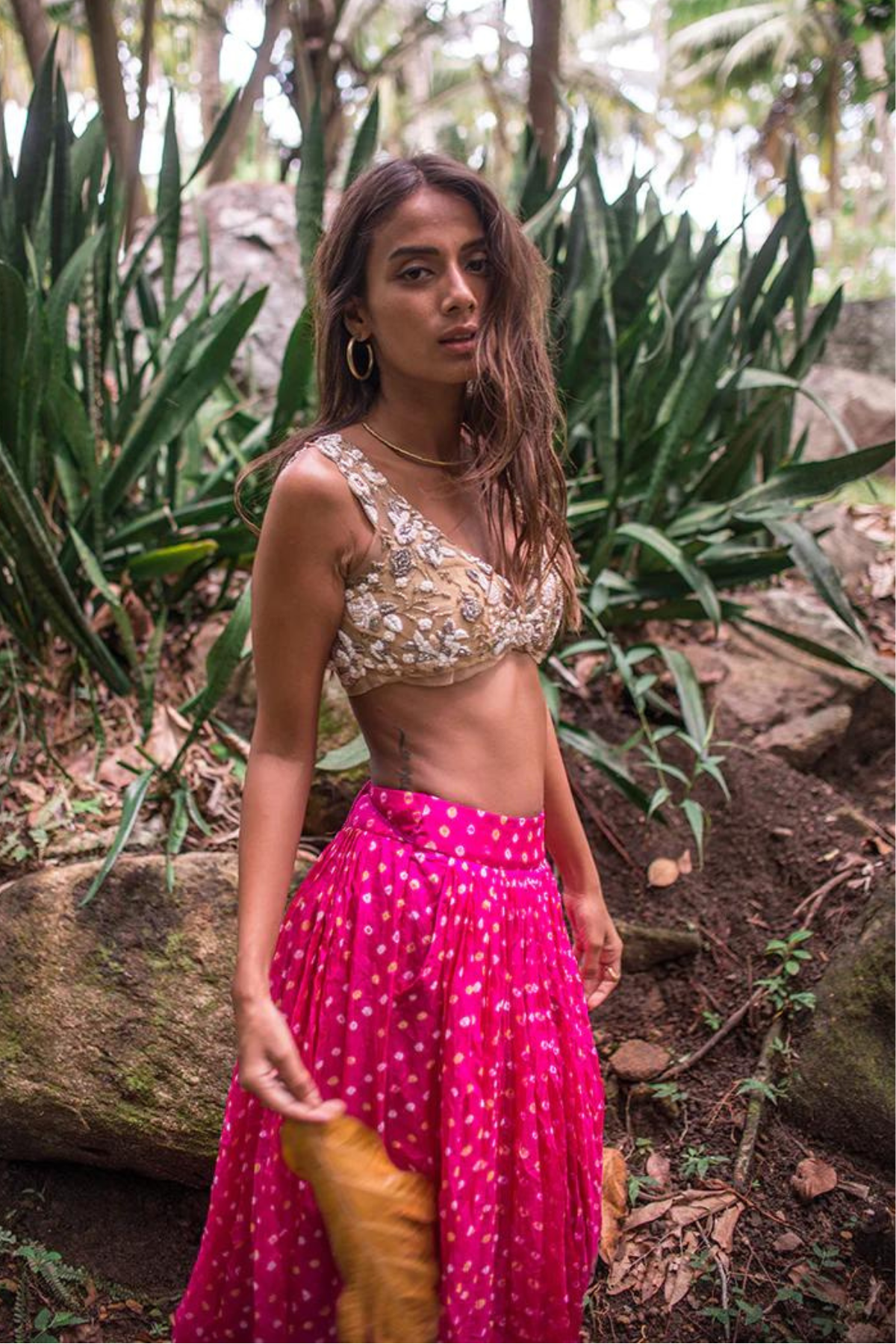 PINK BANDHINI, SLINKY NUDE BLOUSE