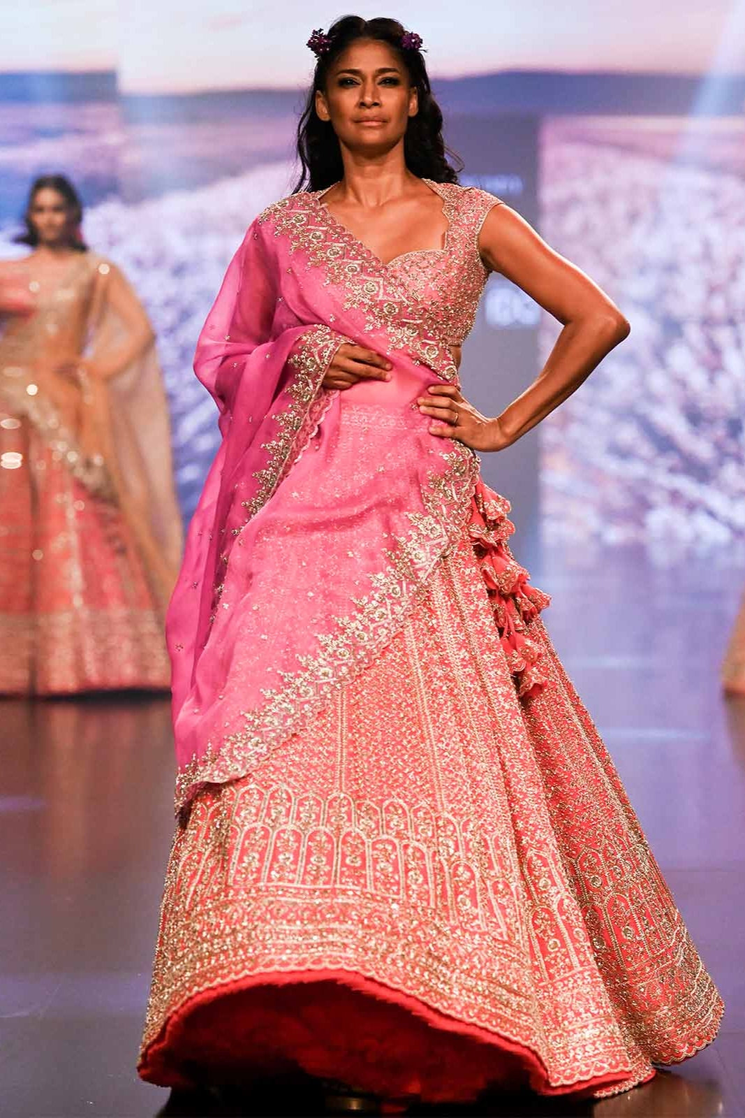 MUMTAZ CORAL PINK LEHANGA SET