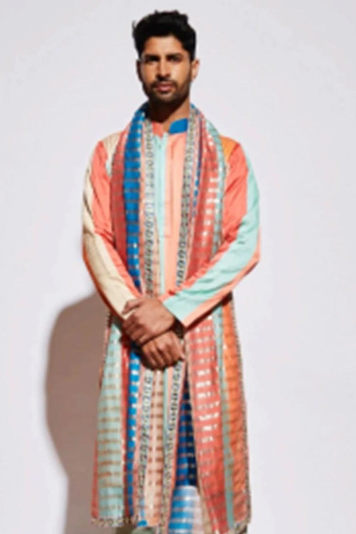 STRIPE PRINTED KURTA WITH MINT PANTS