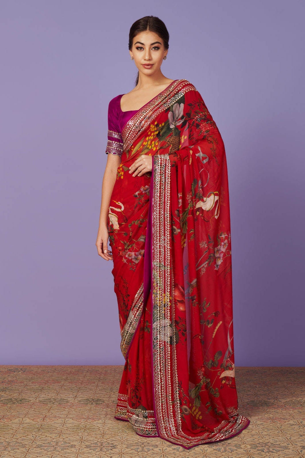 SEQUINS EMBROIDERY SAREE SET