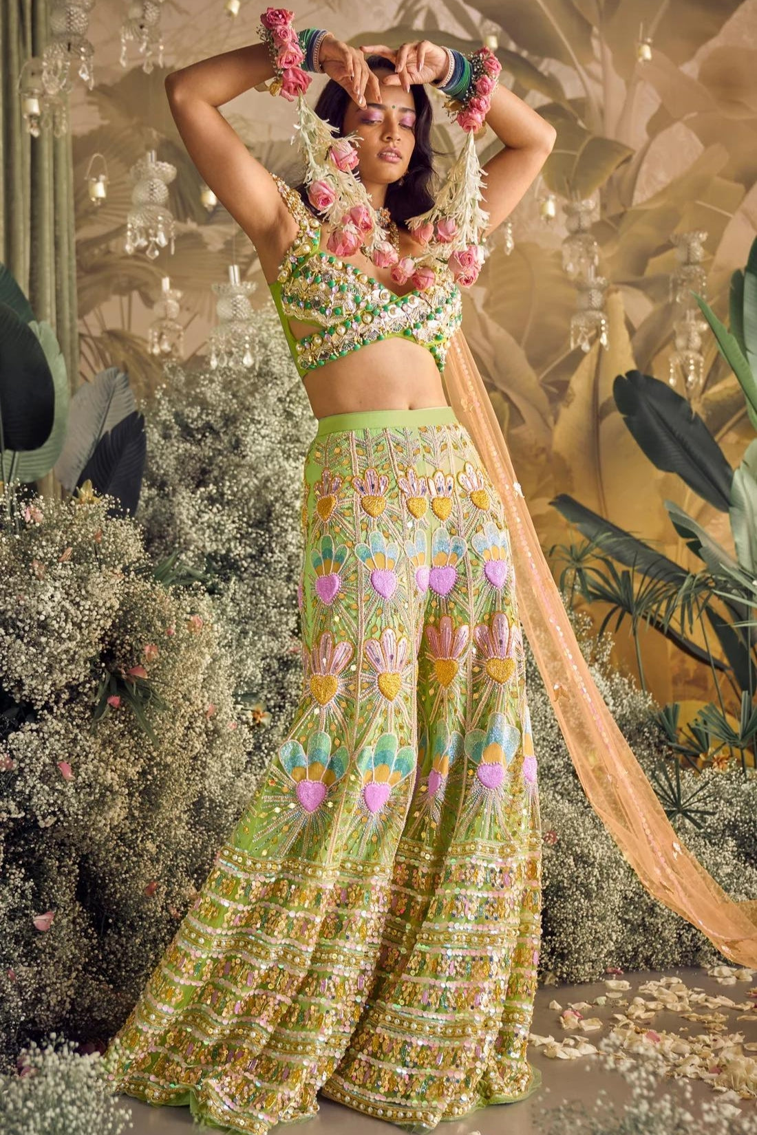 NOVA - GREEN SHARARA SET