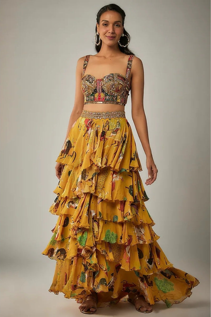Mango Printed Ruffle Skirt Set