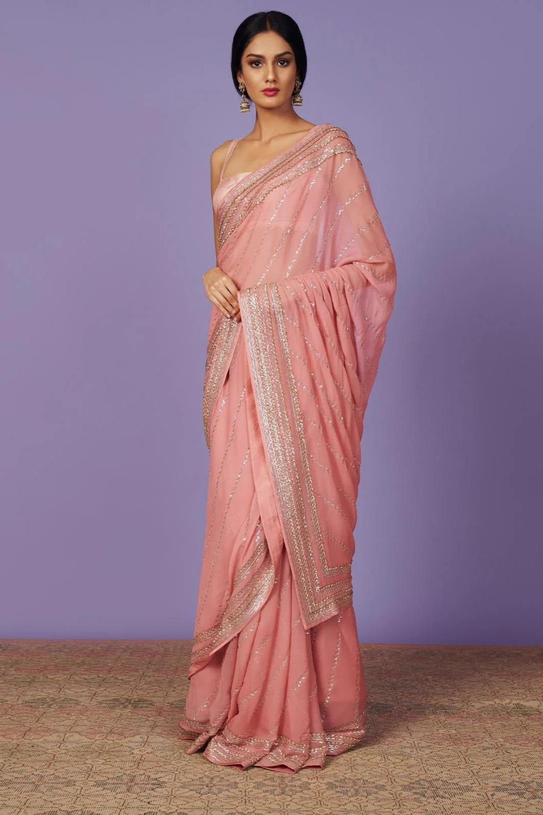 SEQUINS BORDER SAREE SET
