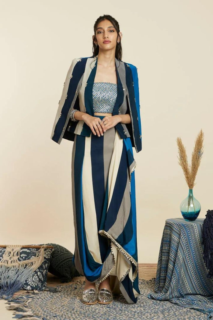 BLUE STRIPE NOOR JACKET SET