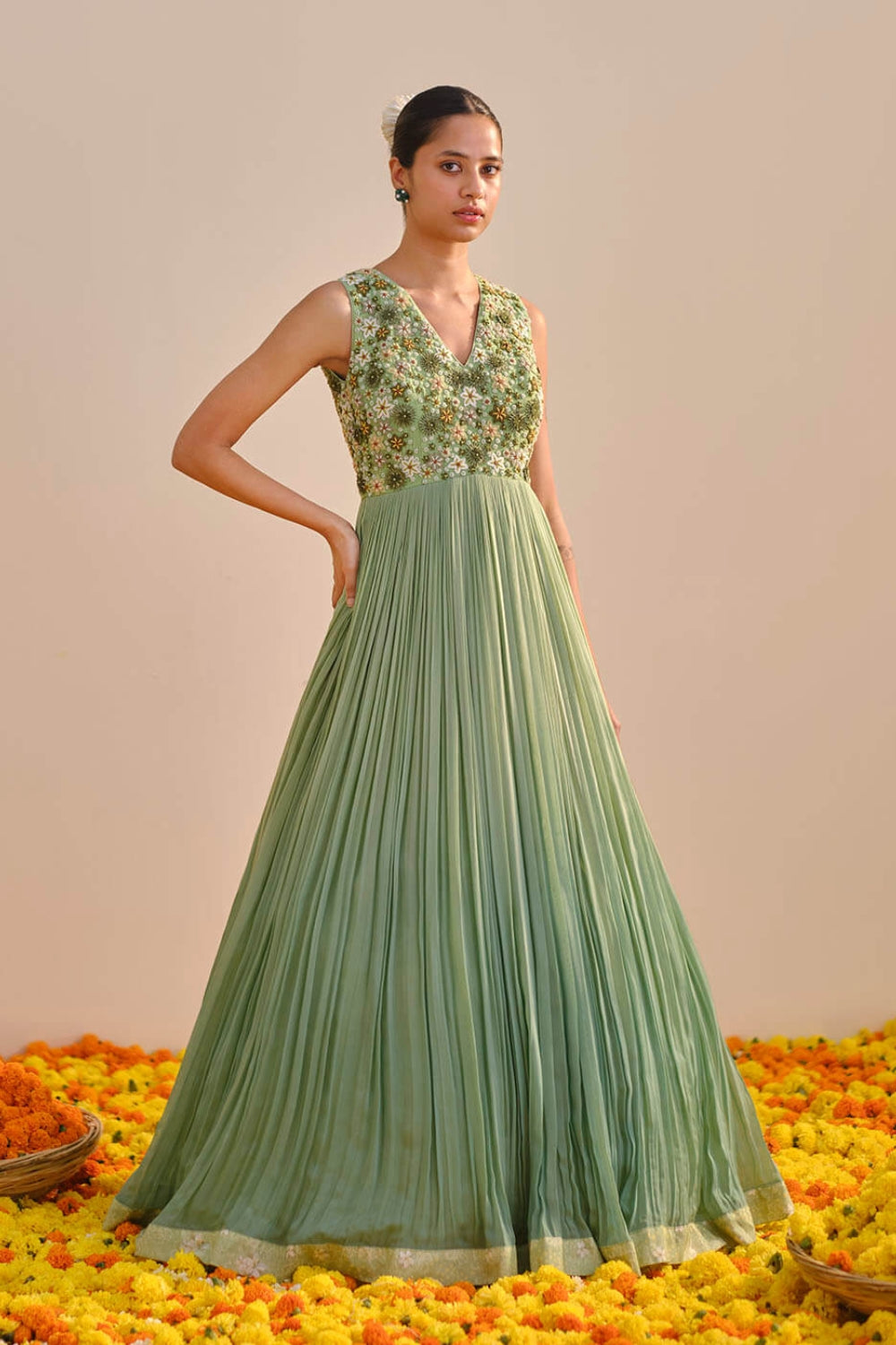 Green shaded gown Green shaded gown