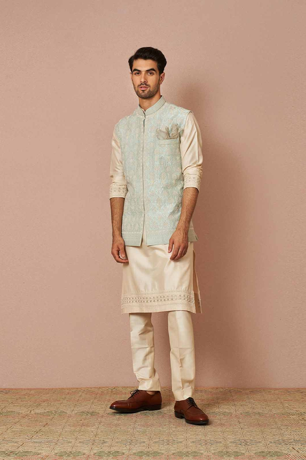 PASTEL BLUE ARMAAN RAWSILK BANDI SET