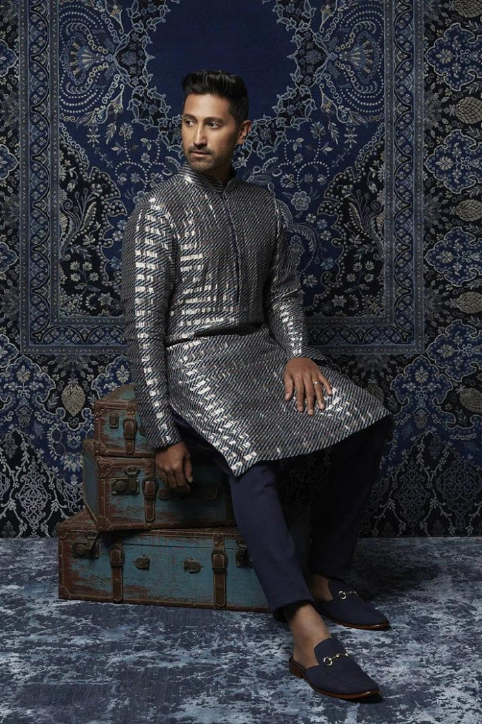 HANDWOVEN ZARI GALEECHA PRINT KURTA WITH PANTS