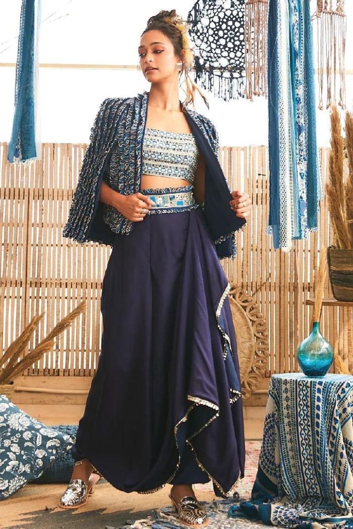 BLUETEXTURED NOOR JACKET SET