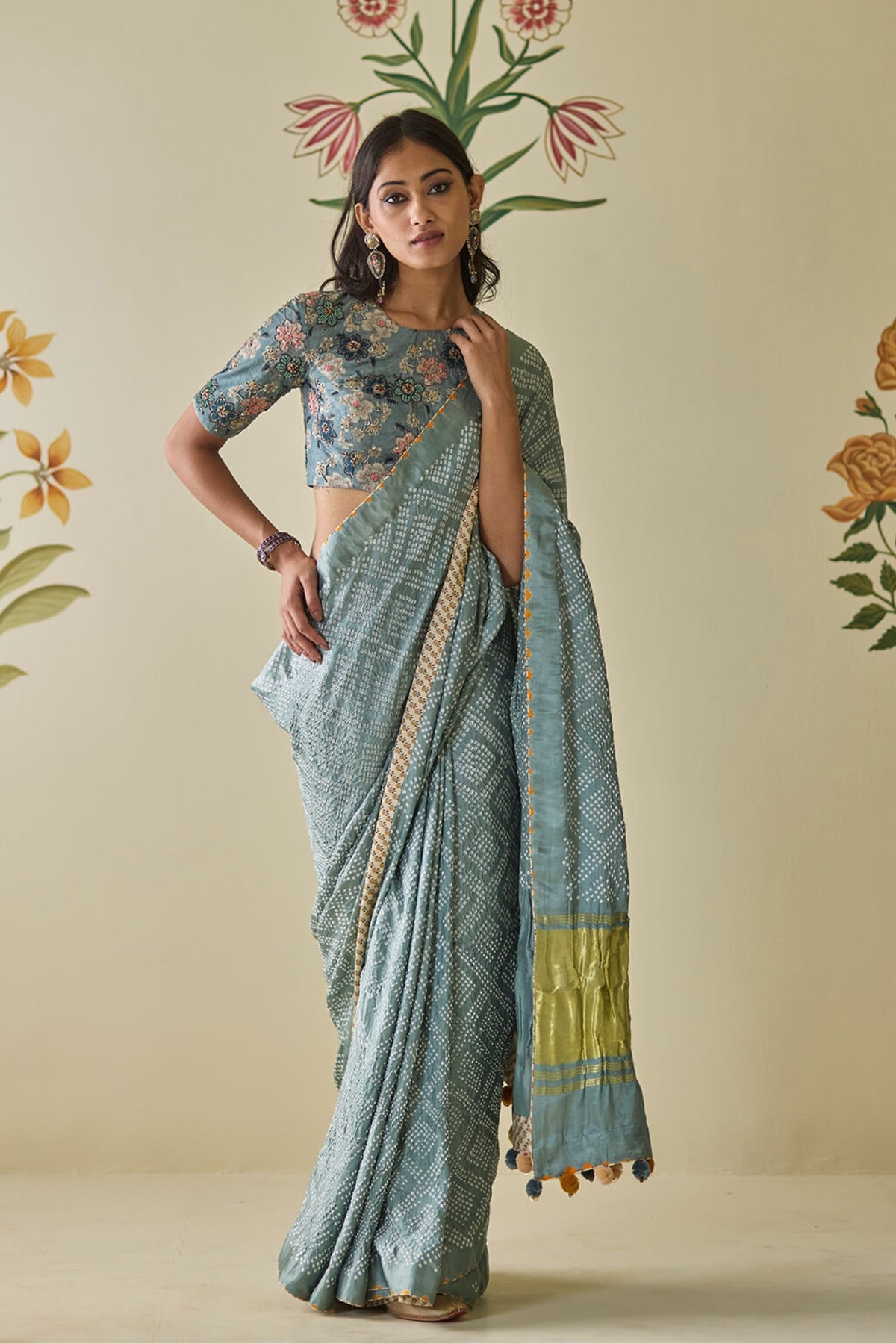 Blue Bandhani Saree