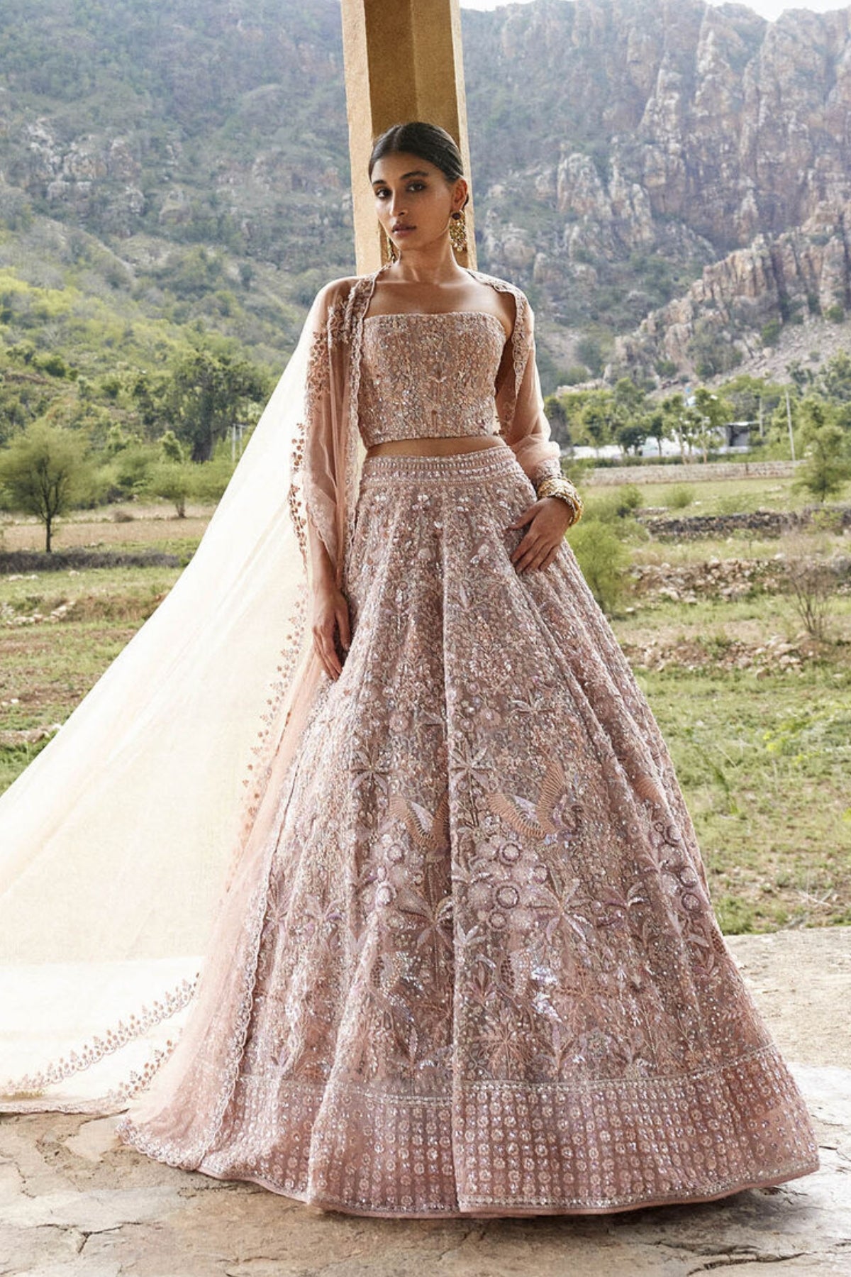 AAVYA EMBROIDERED SILK LEHENGA - BLUSH