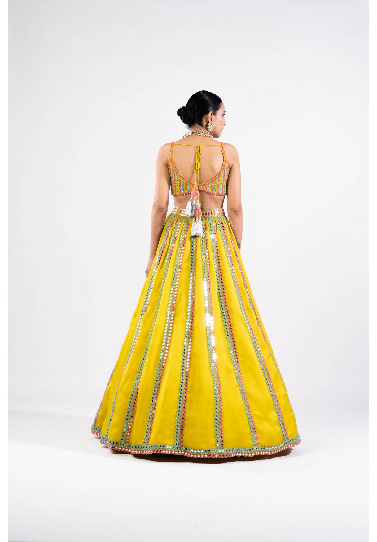 Moss Green Mirror Seam Lehenga Set