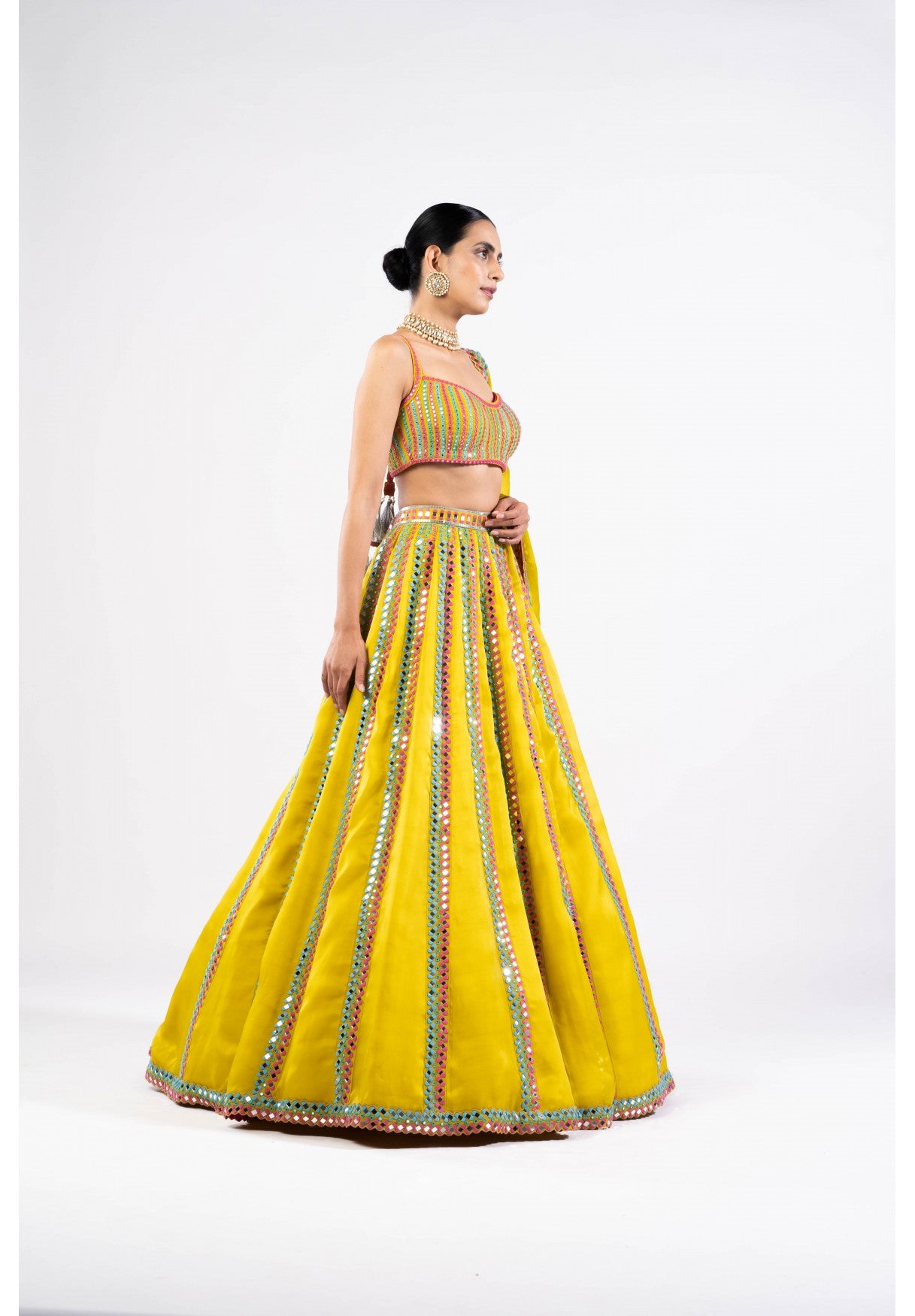Moss Green Mirror Seam Lehenga Set
