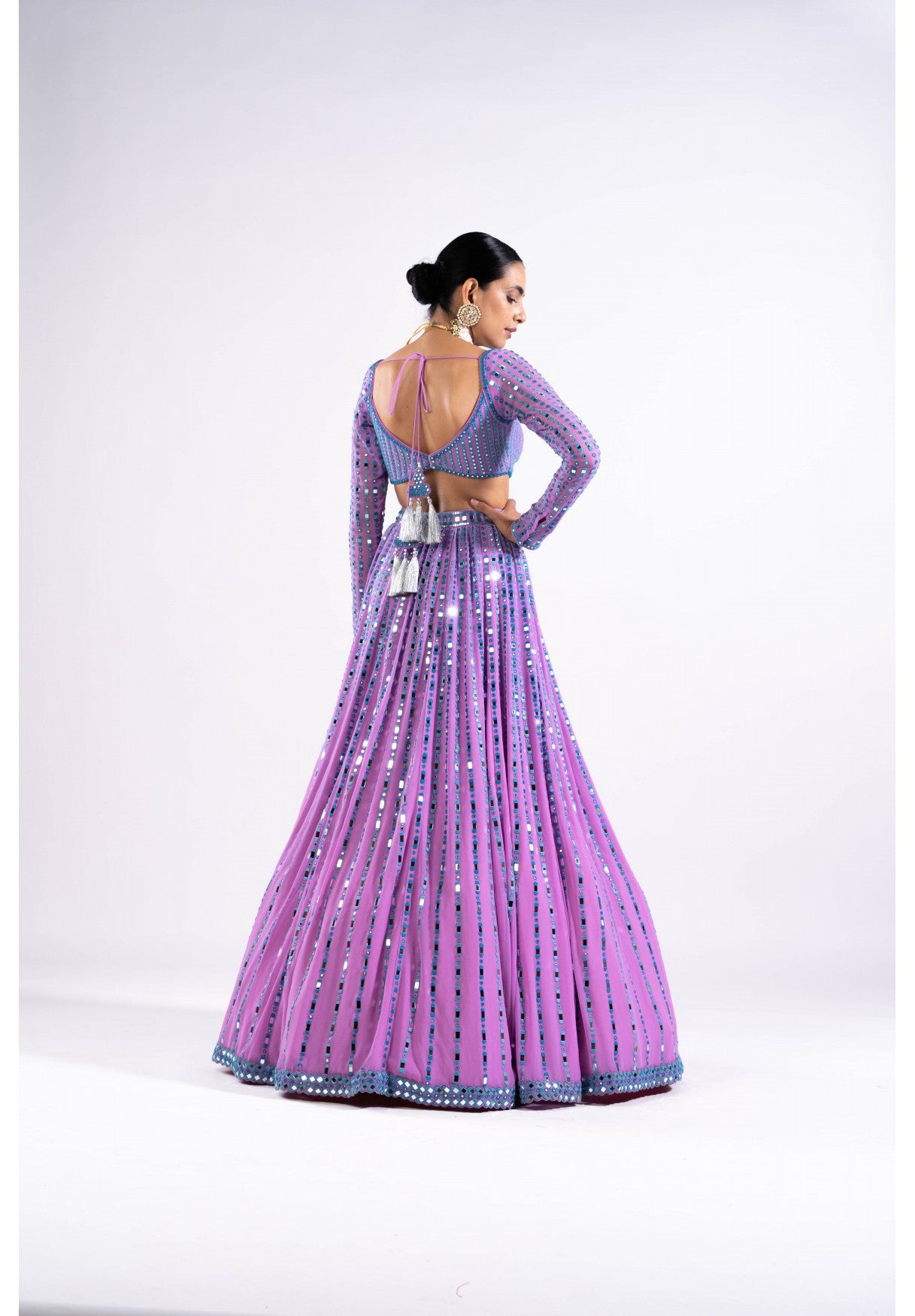 Mauve Linear Drop Lehenga Set