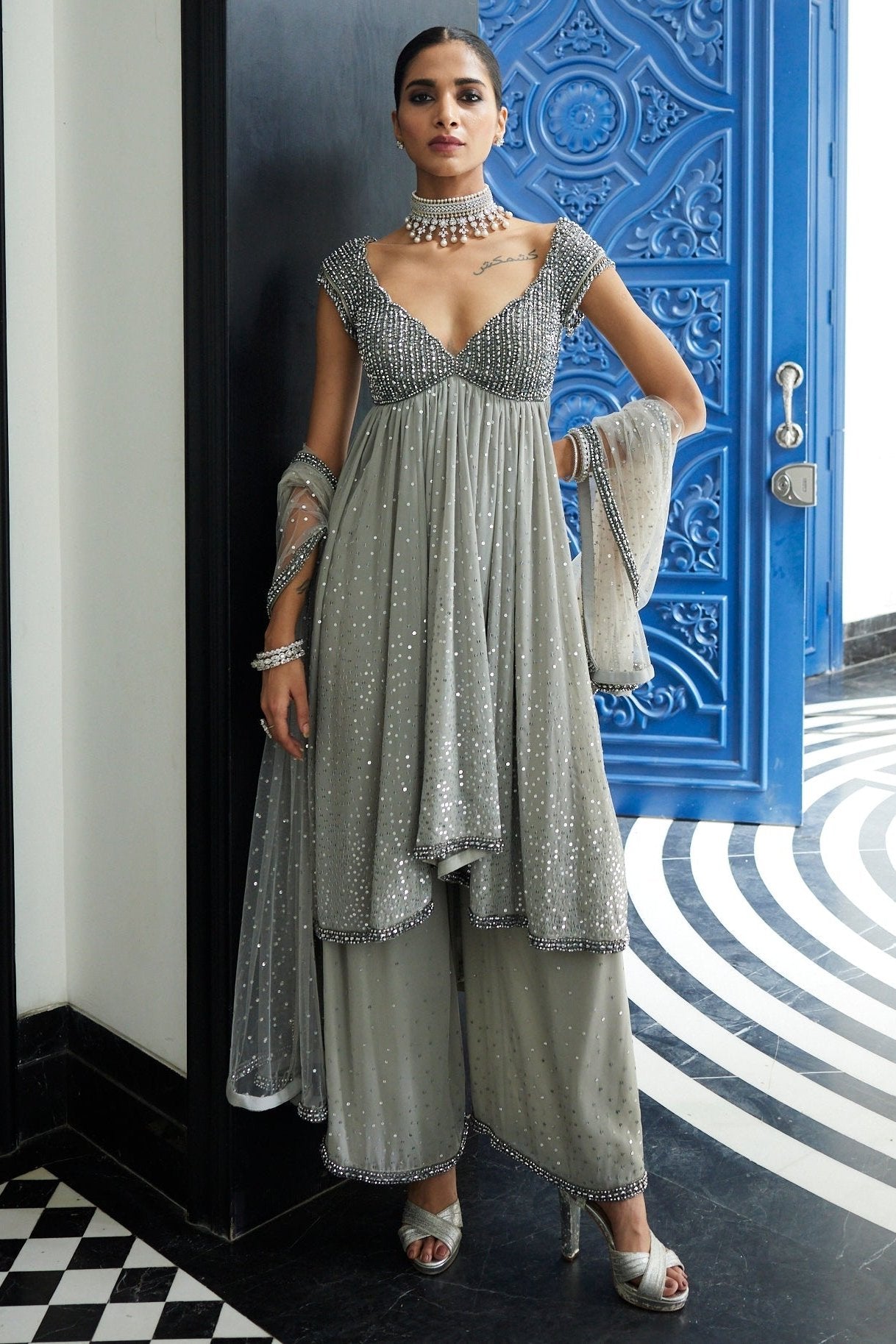 Crystal Grey Kurta Set