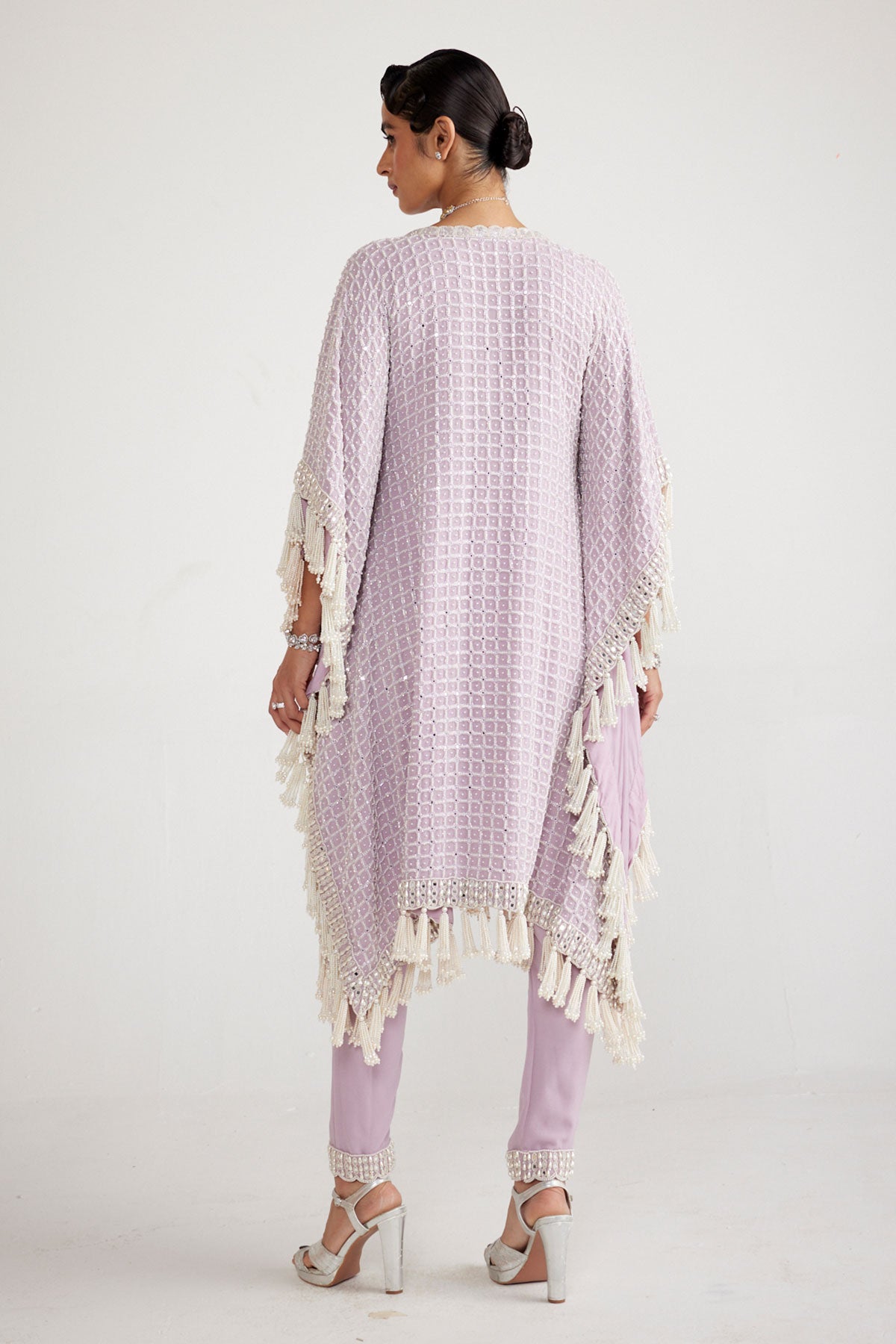 Powder Lilac Chandelier Pearl Drop Kaftan Set