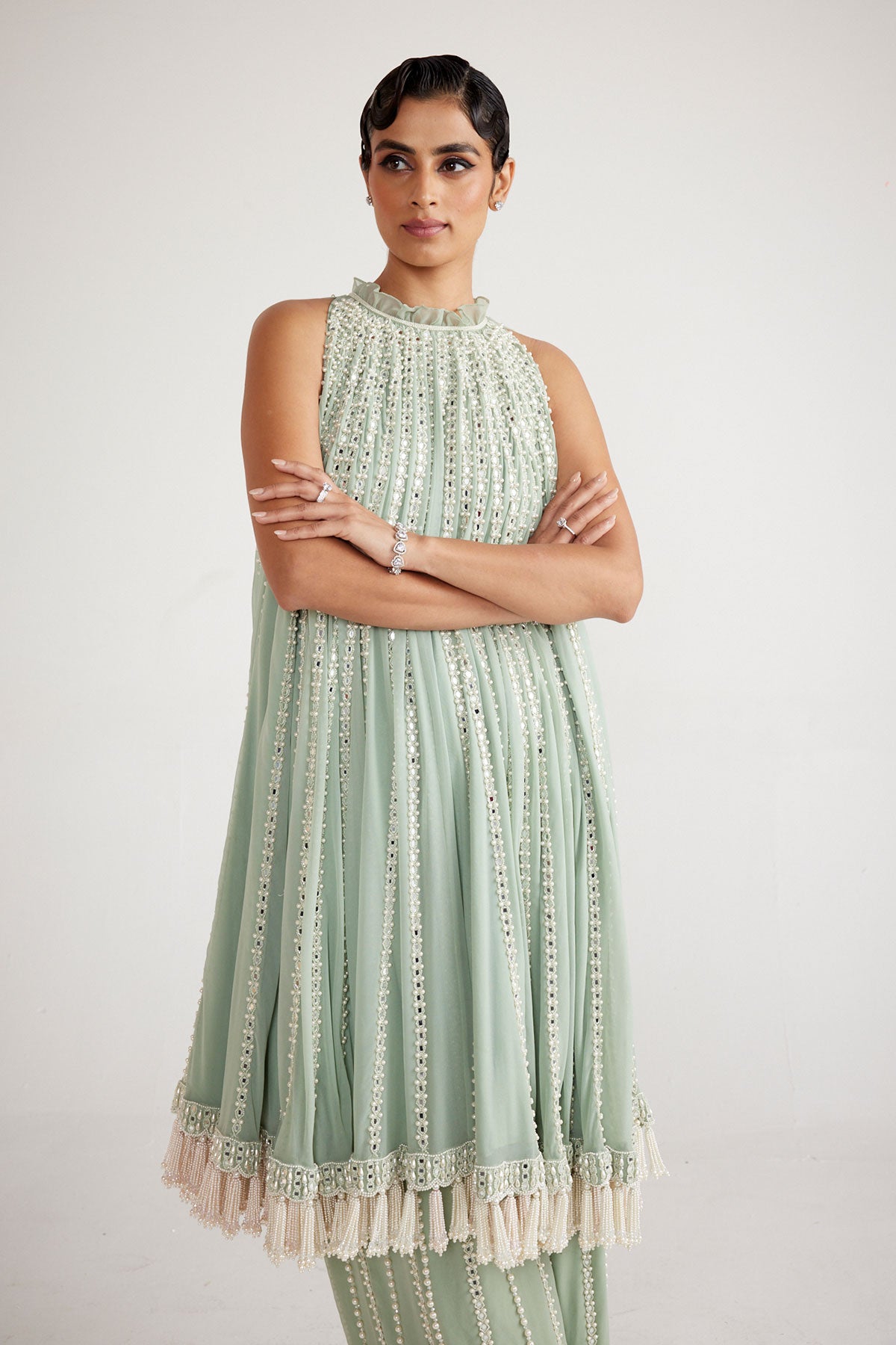 Powder Mint Green Chandelier Drop Kurta Set