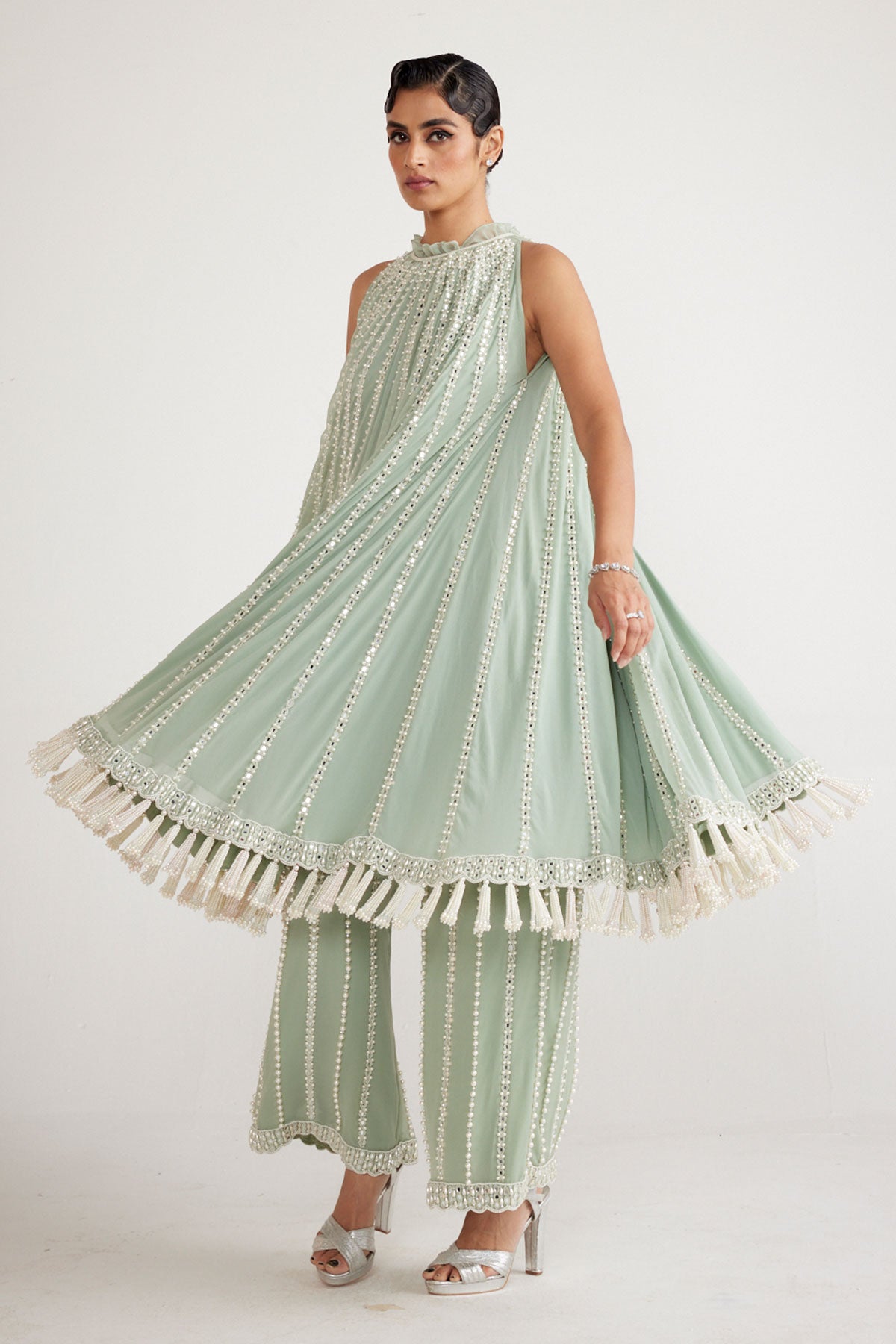 Powder Mint Green Chandelier Drop Kurta Set