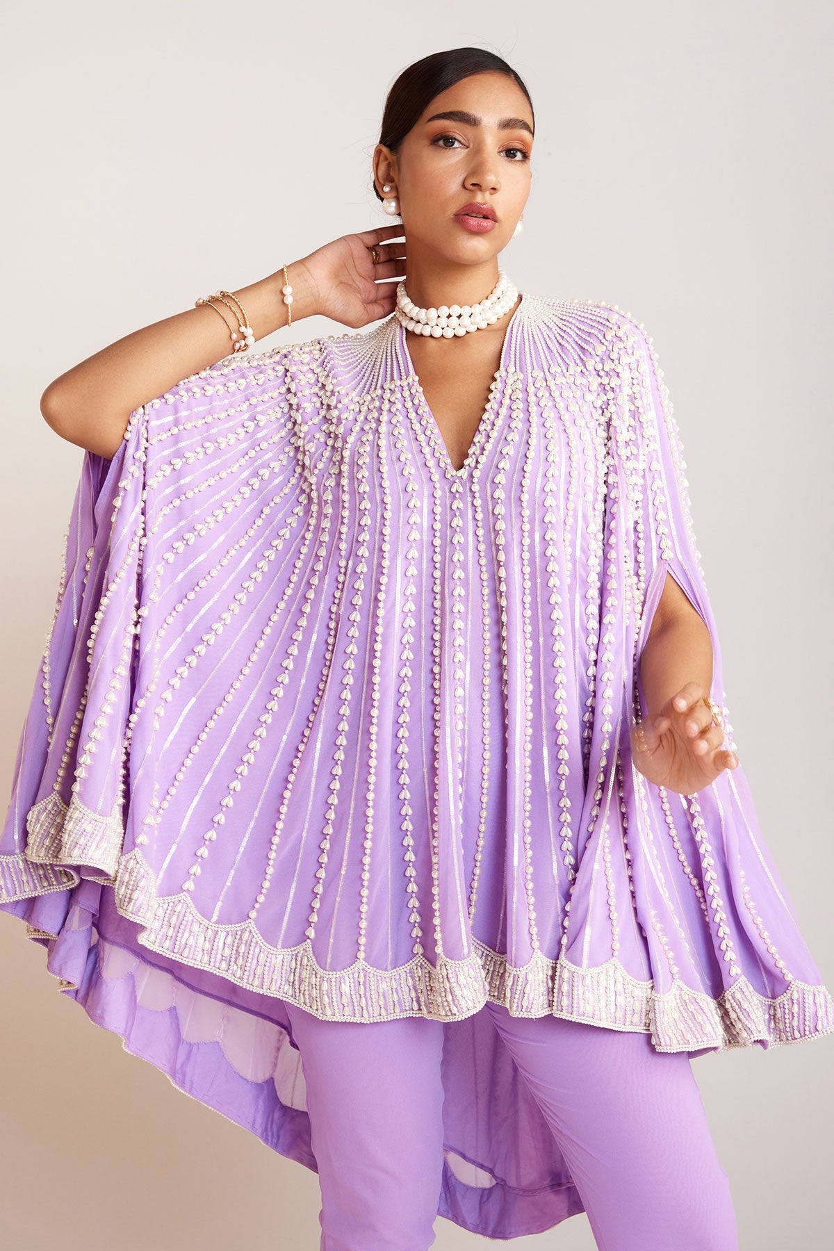 Lilac Asymmetrical Cape Set