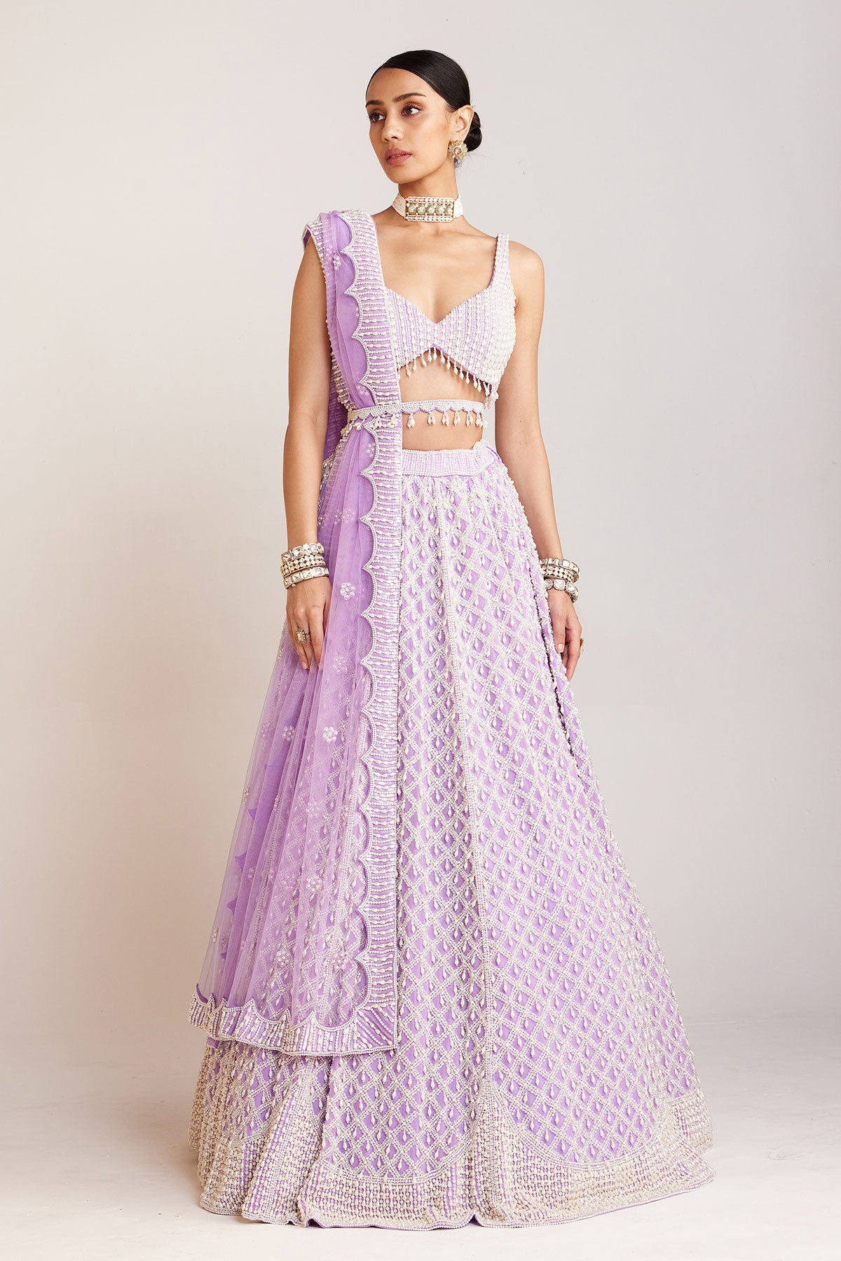 Lilac Pearl Drop Lehenga Set