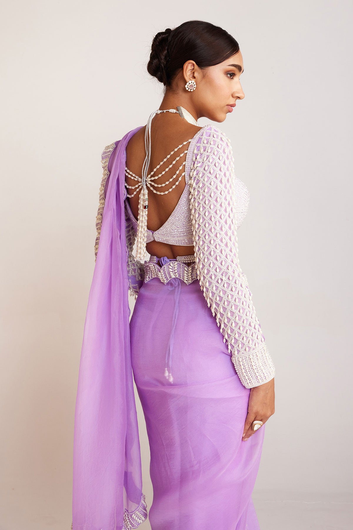 Lilac Pre-Draped Saree Set