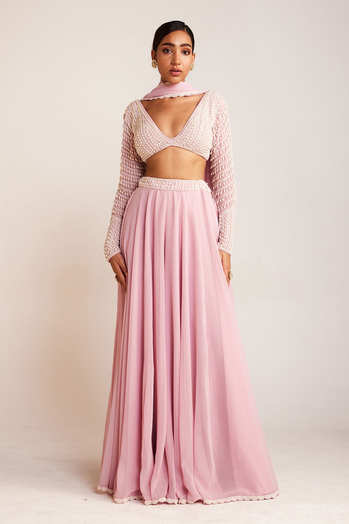 Powder Pink Lehenga Pant Set