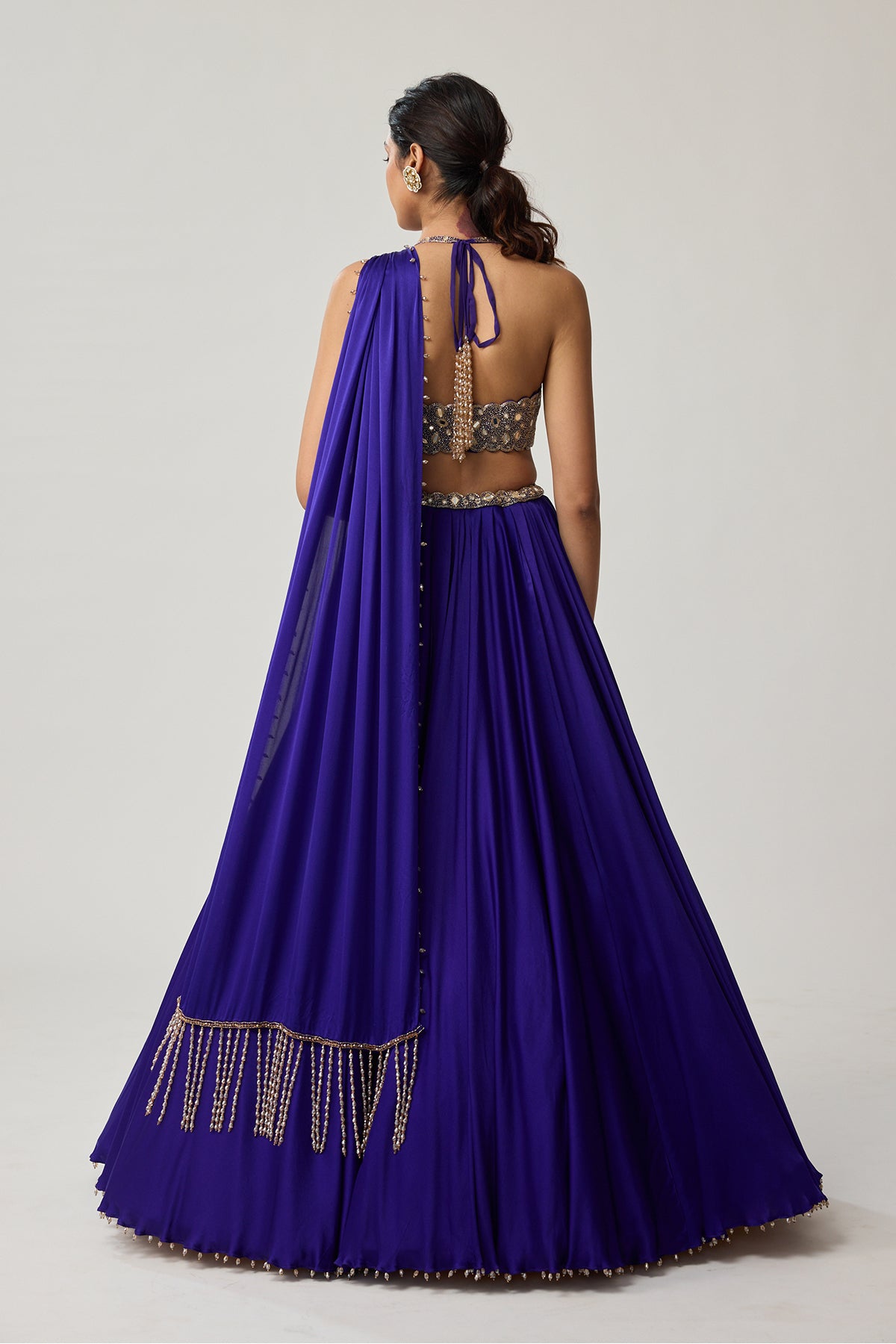 Persian Blue Mirror Satin skirt Set