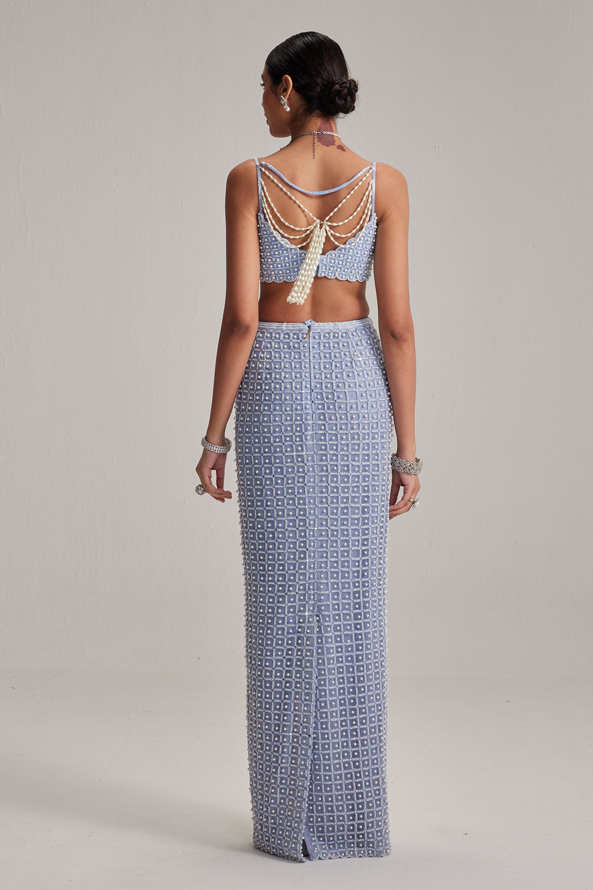 Dew Blue Pencil Skirt Set