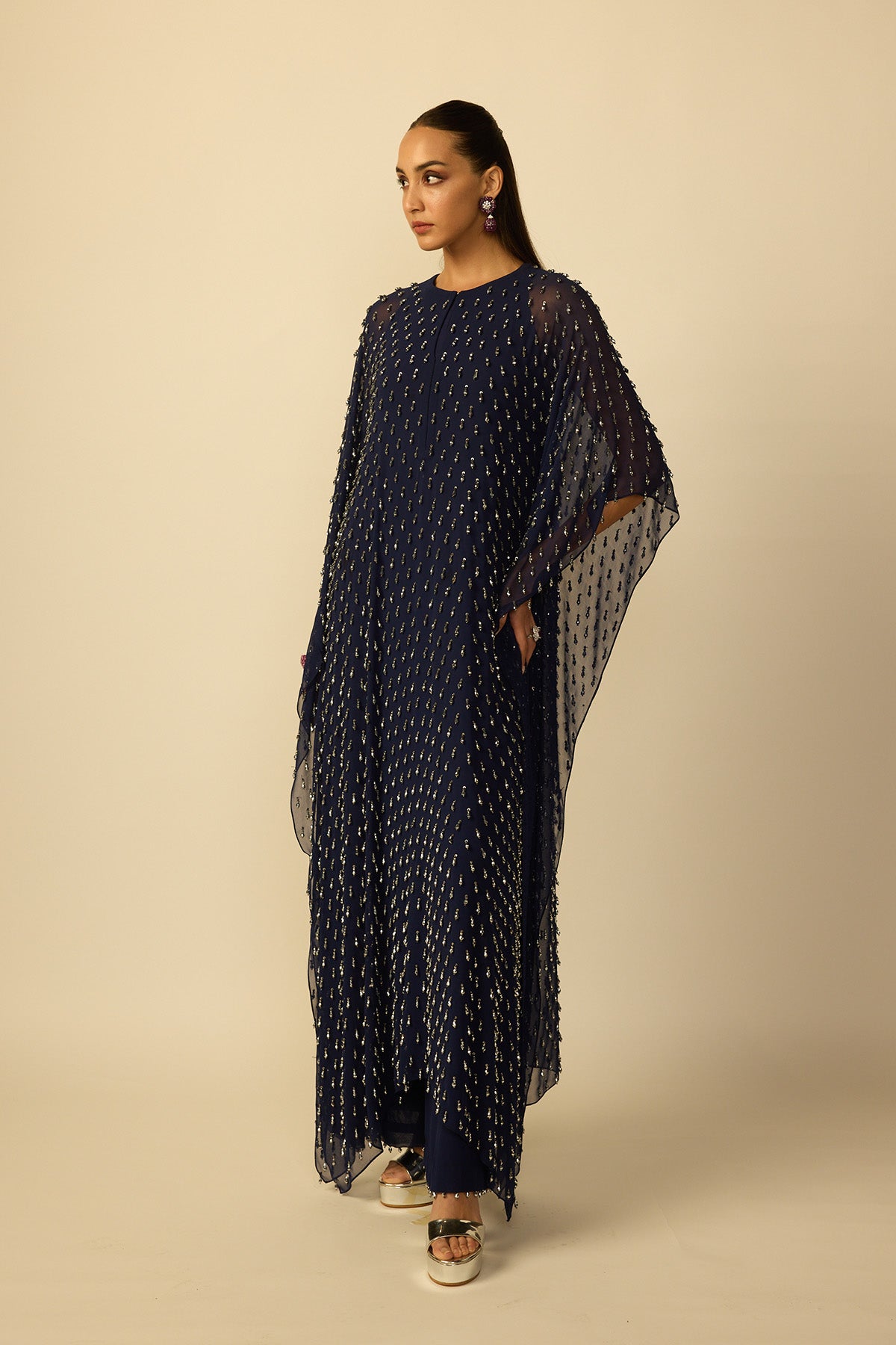 Deep Blue Silver Drop Kaftan
